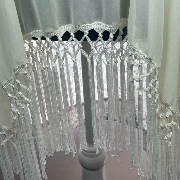 Umgee Cream and Blue Zigzag Sheer Dress - Picture 5 of 9